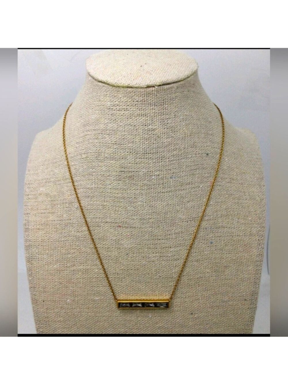 Kendra Scott Grayish Rhinestone Bar Pendant 16"